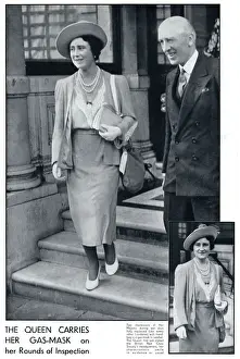 The Queen pictured with her gas mask, September 1939