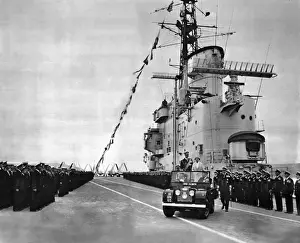 Inspection Prints: Queen and Prince Philip inspecting parade on Albion