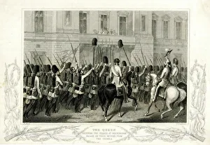 Queen Victoria and Guards at Buckingham Palace, London