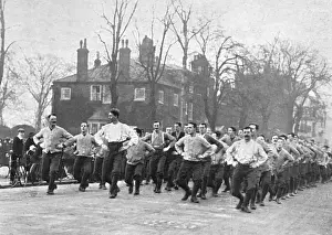 Queen Victoria Rifles training in Hampstead streets, WW1