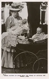 Pram Prints: Queen Victoria of Spain - Prince of Asturias & Prince Jaime