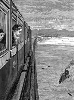 Deaths Collection: Queen Victoria travelling over the Tay bridge