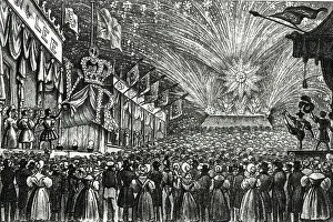 Fireworks Prints: Queen Victoria's Coronation Fair, with fireworks, Hyde Park
