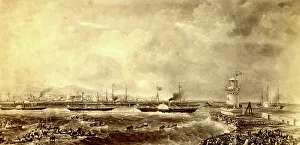 1849 Prints: Queen Victoria's departure from Kingstown Harbour, Dublin