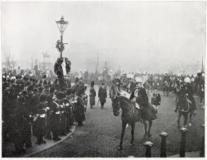 Processions Prints: Queen Victoria's funeral. Royal cavalcade passing the Wellington Monument