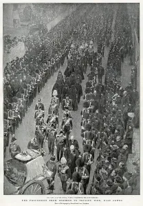Processions Prints: Queen Victoria's Funeral - Royal Mourners Following Coffin