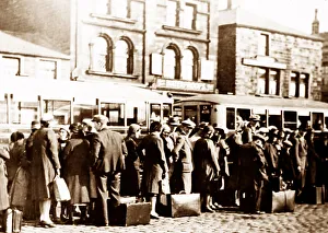 Queue for buses in Burnley, probably Wakes Week