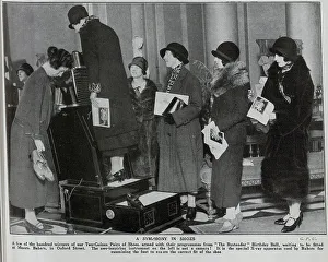 Messrs Prints: Queue of women for shoefitting xray machine