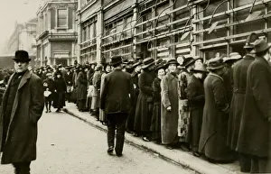 Shortage Prints: Queues at Smithfield Meat Market, London, WW1