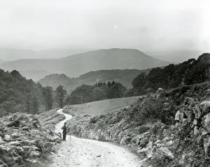 Meandering Prints: Quiet road meandering down a Welsh hillside