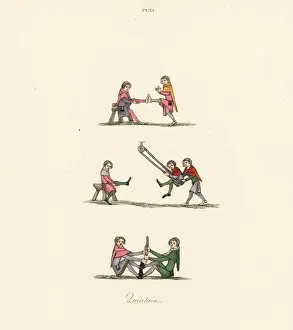 Joust Prints: Quintain exercises, 14th century