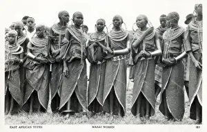 Rings Prints: A quite superb photographic postcard of a group of Masai Women from Kenya, East Africa