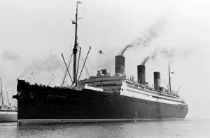 Steamship Prints: The R. M. S. Berengaria entering harbour