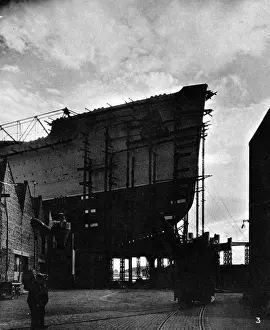 R. M. S. Queen Mary under construction, Clydebank, 1934
