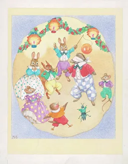 Rabbits and other animals playing blind man's bluff