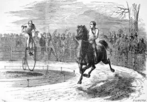 1874 Gallery: Race between a Bicycle and Pony, Hammersmith, 1874