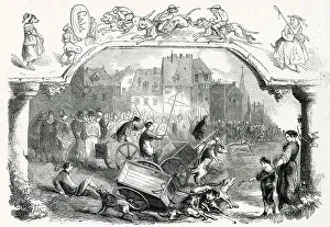 A race between dog-hauled carts takes place at Brussels, Belgium - but not all the contestants make it to the finishing line. Date: 1858