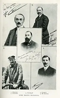 Fournier Prints: Race drivers Charron, Girardot, Farman, Fournier, De Kruyff