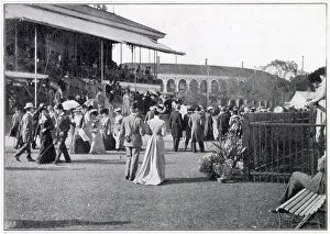 Racecourse Prints: Racegoers at Shanghai Racecourse, China Date: circa 1900