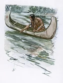 Canoe Prints: Racial / Iroquois Fishing