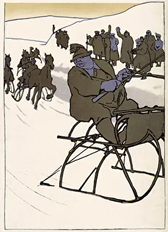 Sleighs Prints: Racing horse-drawn sleighs. Date: 1909