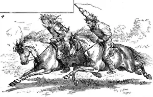 C1880 Prints: Racing Indian Ponies; North American Frontier town, c. 1880