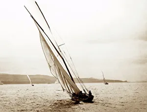 Racing yacht Neptune on the River Clyde, Scotland