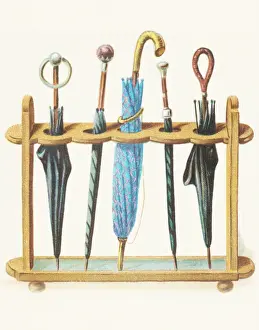 Rack of umbrellas