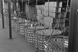 Racks full of canned peas on way to labeling room and wareho Racks full of canned peas on way to labeling room and wareho