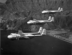 Three RAF Armstrong Whitworth AW660 Argosy CMk1s in flight