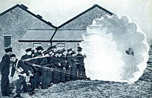 Cadets Prints: RAF cadets learning to control a parachute, WW2