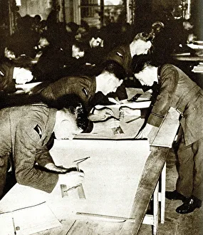 Cadets Prints: RAF cadets in the Navigation Class, WW2