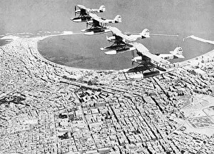 Images Dated 27th October 2016: Four RAF seaplanes flying over Alexandria, Egypt