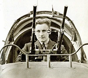 Hannah Prints: RAF Sergeant John Hannah VC in his gun cockpit, WW2