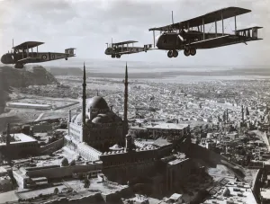 Images Dated 5th November 2018: Three RAF Valentias over the Citadel in Cairo