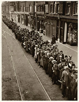 Rail Strike, queing for the tram-car 1919