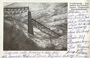 Carpathian Prints: Railway bridge blown up, Carpathian Mountains, WW1