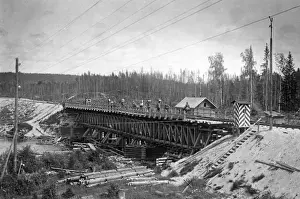 Railway bridge at Medevja-gora, during Russian Civil War