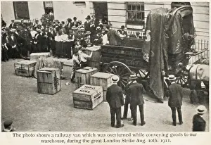 Railway Cart Overturned - London Strike