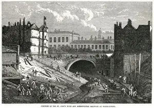 Railway construction, Baker Street, London 1868