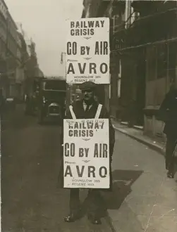 Railway crisis, go by air Phone Avro Sandwich board man