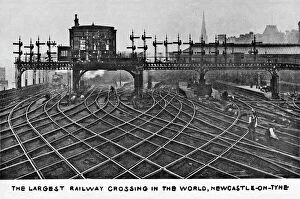 Trains Collection: Railway crossing at Newcastle-on-Tyne
