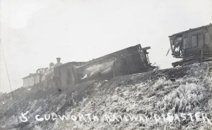 Cudworth Prints: Railway disaster, locomotive engine on its side