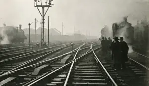 Railway junction in the morning mist (alternate version)