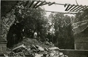 Railway line to Rouen, France, in ruins, WW1