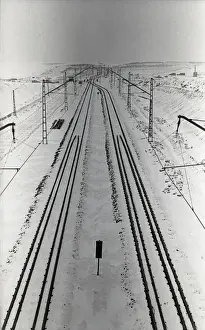 Over Head Prints: Railway line in the snow