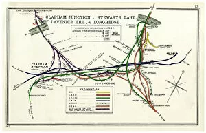 Battersea Collection: Railway map, Clapham Junction area, London