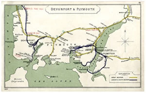 Plymouth Collection: Railway map, Devonport & Plymouth
