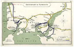 Plymouth Prints: Railway map, Devonport & Plymouth