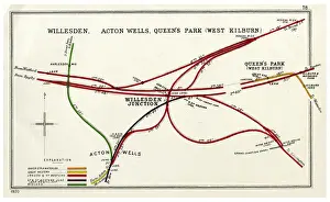 Junction Prints: Railway map, Willesden, Acton Wells, Queens Park, London